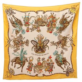 Hermès Pañuelo Hermes Carre 90 LES FETES DU ROI SOLEIL Multicolor Crudo Amarillo