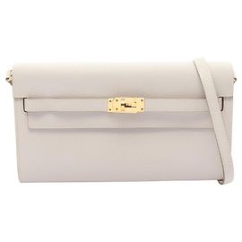 Hermès Bolsa de ombro Hermes Kelly Long To Go Craie Branco