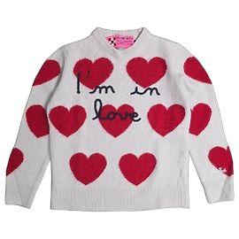 Autre Marque MC2 Saint Barth Pullover mit roten Herzen Weiß Rot