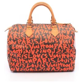Louis Vuitton Speedy 30 Monogram Graffiti Handbag Brown Orange