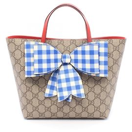 Borsa Tote Gucci per bambini GG Supreme con nastro Blu Multicolore Beige