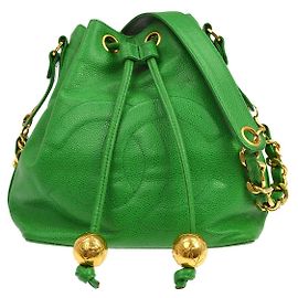 Chanel Vintage CC Bucket Caviar Small Verde
