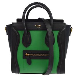 Céline Celine Luggage Leather Nano Vert
