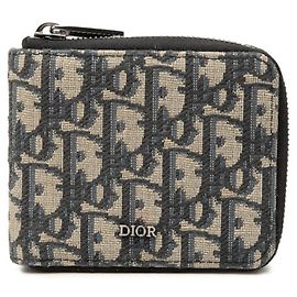 Portefeuille bi-fold Christian Dior Beige Bleu Marine