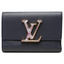 Louis Vuitton Portefeuille Capucines Compact Tri-fold Wallet Azul marinho