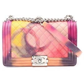 Bolsa de Ombro Chanel Boy Rosa Multicor