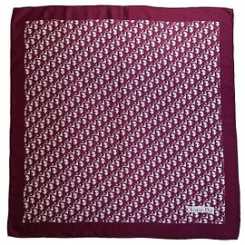 Christian Dior Oblique Monogramm-Seidenschal Weiß Bordeaux