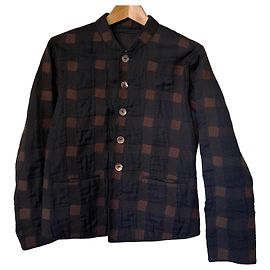 Autre Marque Veste courte à carreaux Marron Noir