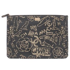 Chanel Pochette in pelle nera e oro Nero