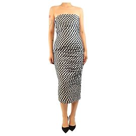 Autre Marque Black and white gingham strapless gingham dress - size UK 10 Black