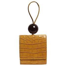 By Far Clutch em couro com relevo de crocodilo mostarda Amarelo