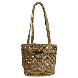 Prada Mini mala tote com efeito de ráfia cáqui Verde