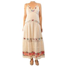 Autre Marque Vestido de verão bordado Umi branco - size UK 10 Branco