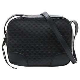 Black Guccissima leather camera bag Black