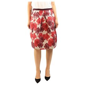 Weekend Max Mara Jupe en jacquard floral rouge - size UK 14 Rouge