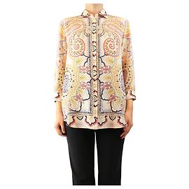 Etro Camisa de seda con estampado paisley multicolor - size UK 12 Multicolor