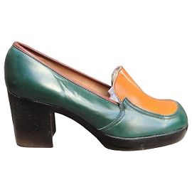 Autre Marque Mocassins à talons Beaumanoir années 70 Vert Orange