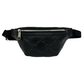Bolsa de couro Gucci Jumbo GG Logo Preto