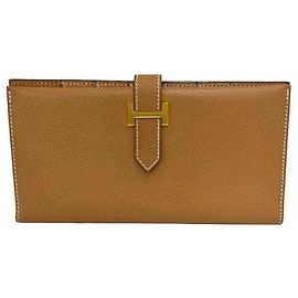 Hermès Carteira longa Hermes Vintage Bearn em couro Courchevel Marrom