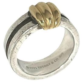 Autre Marque Anillo Tiffany Grooved en plata de ley y oro amarillo Plata Dorado