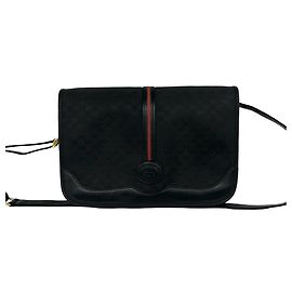 Borsa a tracolla in pelle Gucci Old Sherry Line Micro GG Logo Nero