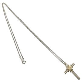 Autre Marque Collier Croix Tiffany Vintage Signature Argenté Doré