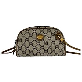Mini Bolsa de Ombro em Couro com Padrão de Logotipo GUCCI Marrom