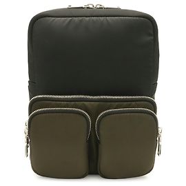 Prada Tessuto Pocket Rubber Backpack Black Green Khaki