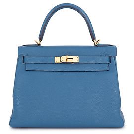 Hermès Borsa Hermes Kelly 28 Blu