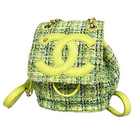 Chanel Tweed-Rucksack in Grün Grün
