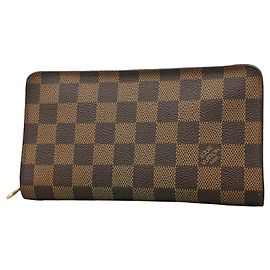 Louis Vuitton Damier Portemonnaie Zip Long Wallet in Ebene Damier ebene