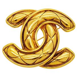Chanel Matelassé Gold Brooch Golden
