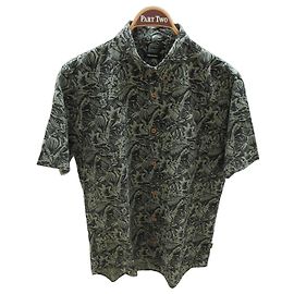 Autre Marque Matinique Tropical Print Short Sleeve Shirt Black Green