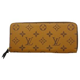 Louis Vuitton Monogram Reverse Portefeuille Clemence Long Wallet Castaño