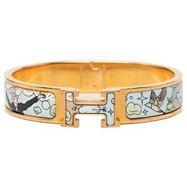Pulsera Hermès Clic H PM de esmalte azul Narrow Dans Les Nuages Azul Otro
