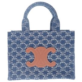 Céline Celine Blue Small Denim Triomphe Cabas Thais Tote Azul