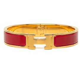 Hermès Clic H Armband PM schmal, rotes Emaille Rot