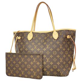 Louis Vuitton Monogram Neverfull MM Tote Bag Braun