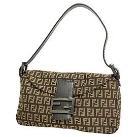 Fendi Zucchino Nylon Canvas Handbag Brown