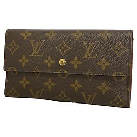 Carteira longa Louis Vuitton castanha tri-fold Marrom