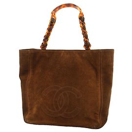 Borsa Tote Chanel in camoscio marrone Marrone