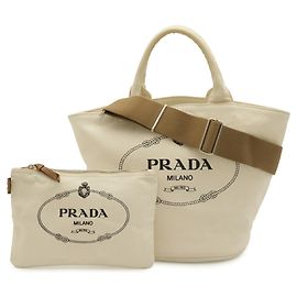 Saco Tote PRADA Canapa Branco Cru Amarelo