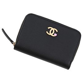 Chanel Black Leather Coin Purse Black