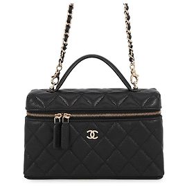 Chanel Black Grained Calfskin Shoulder Bag Black