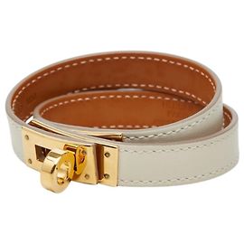 Hermès Pulseira Hermes Kelly Double Tour Branco Cru