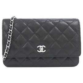 Chanel AP4241 Wallet Chain Black Dark red