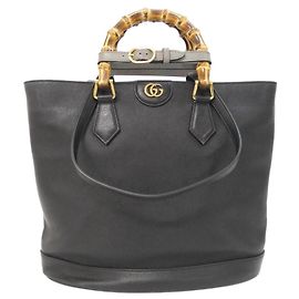 Gucci DIANA Leather Handbag Black Black