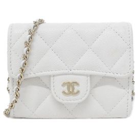 Chanel Grained Calfskin Card Case White