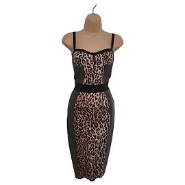 Robe à empiècement imprimé léopard Dolce & Gabbana Gris Imprimé léopard