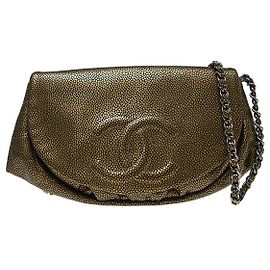 Chanel Timeless Half Moon Flap Caviar Medium Golden